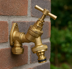 Professional brass outside garden tap installation